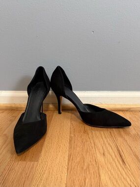 Vince Black Suede Leather D’Orsay Pointy Toe Heels 8.5